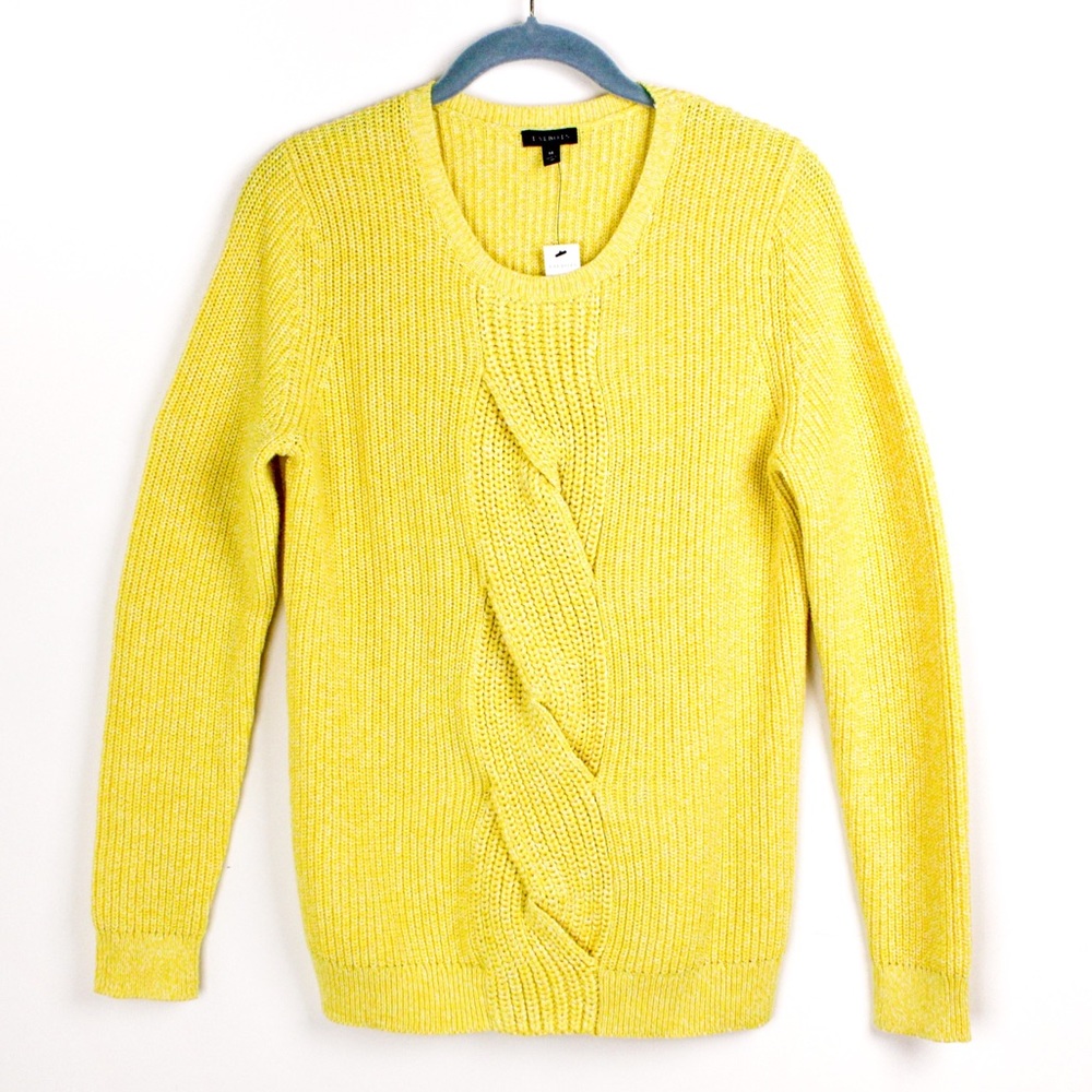 Talbots Daffodil Yellow Cotton Medium Knit Sweater - Picture 2 of 8